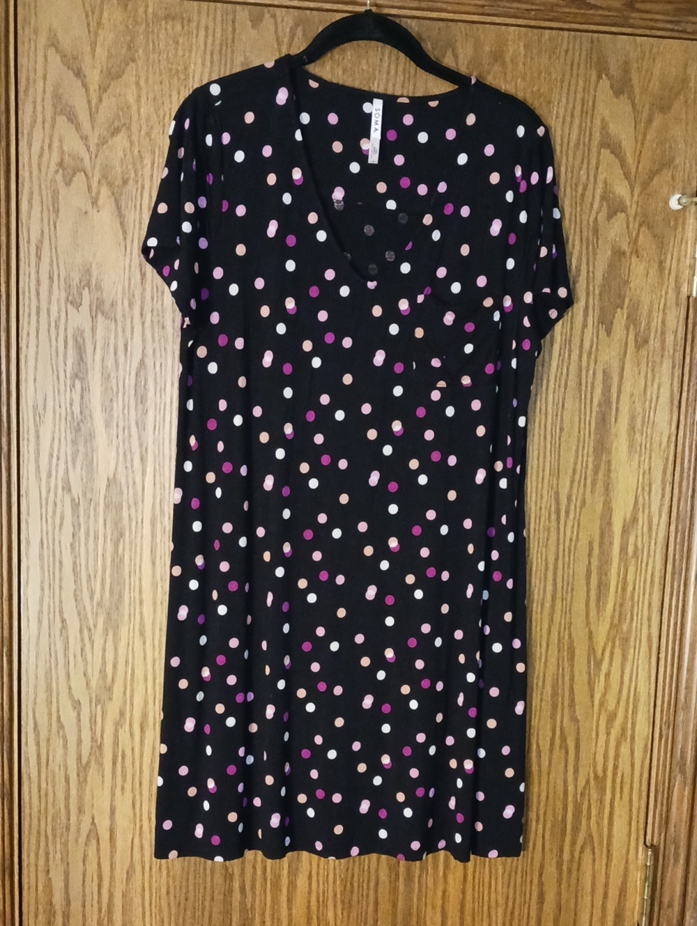 Women's Soma Pullover Slinky Short Sleeve V Neck Nightgown